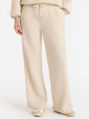 Cozy Cream Wide-Leg Sherpa Lounge Pants no boundaries